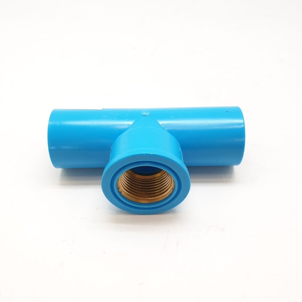 VAVO สามทาง เกลียวใน ทองเหลือง หนา 3/4"(20) สีฟ้า