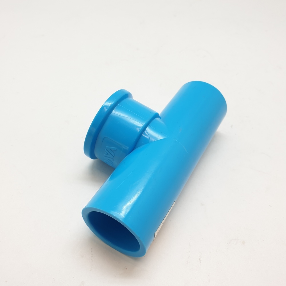 VAVO สามทาง เกลียวใน ทองเหลือง หนา 3/4"(20) สีฟ้า