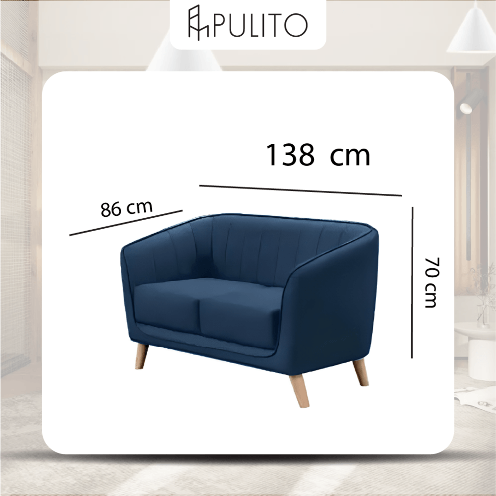 PULITO โซฟาผ้า 2ที่นั่ง DVA BJT005 สีน้ำเงิน