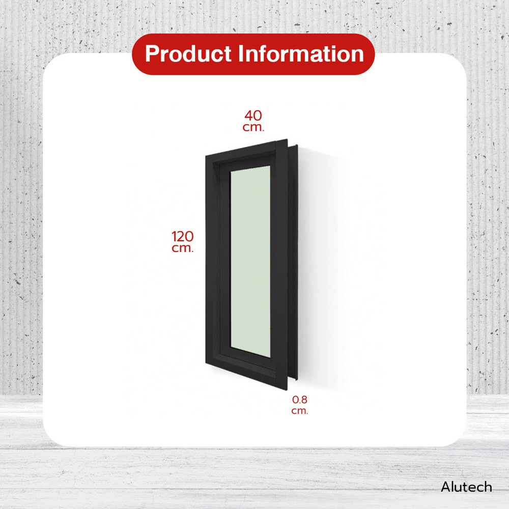 Alutech ช่องแสงอลูมิเนียม 120x40 cm. สีดำ