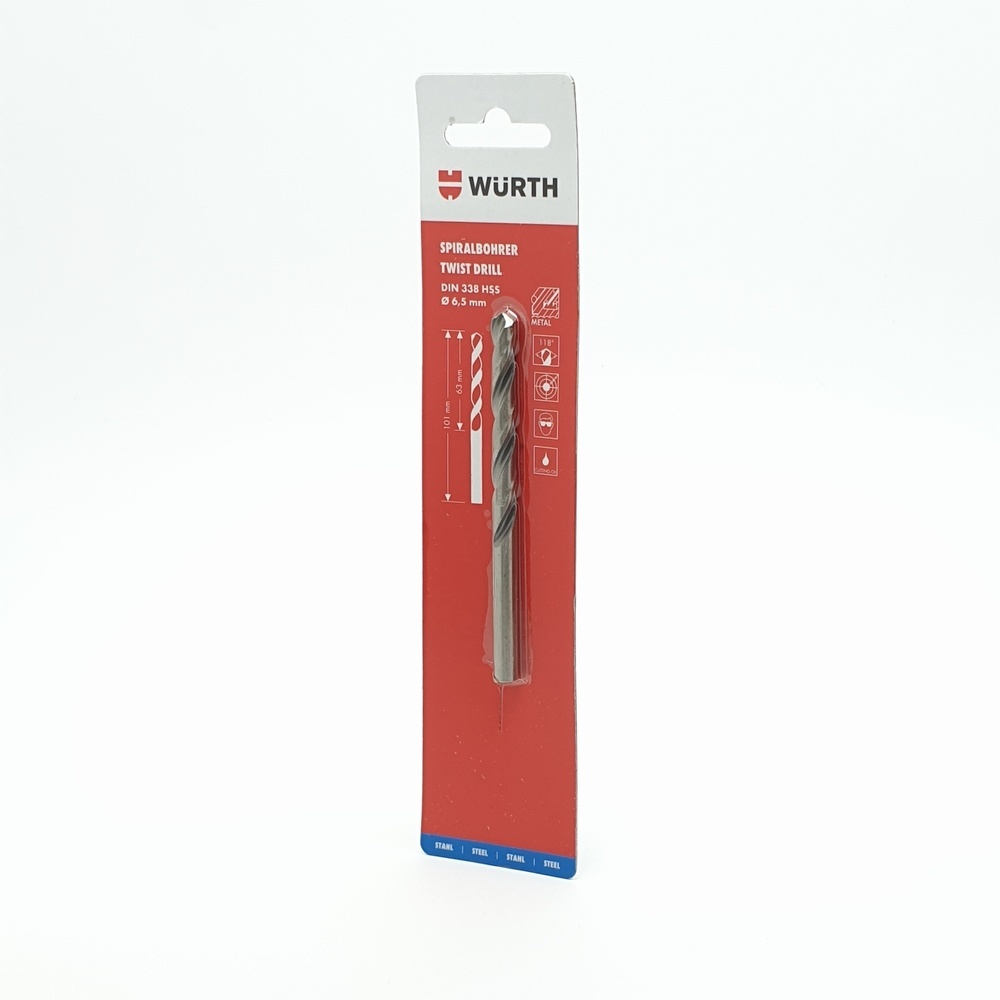 ดอกสว่านเจาะเหล็ก 6.5 mm. HSS WURTH