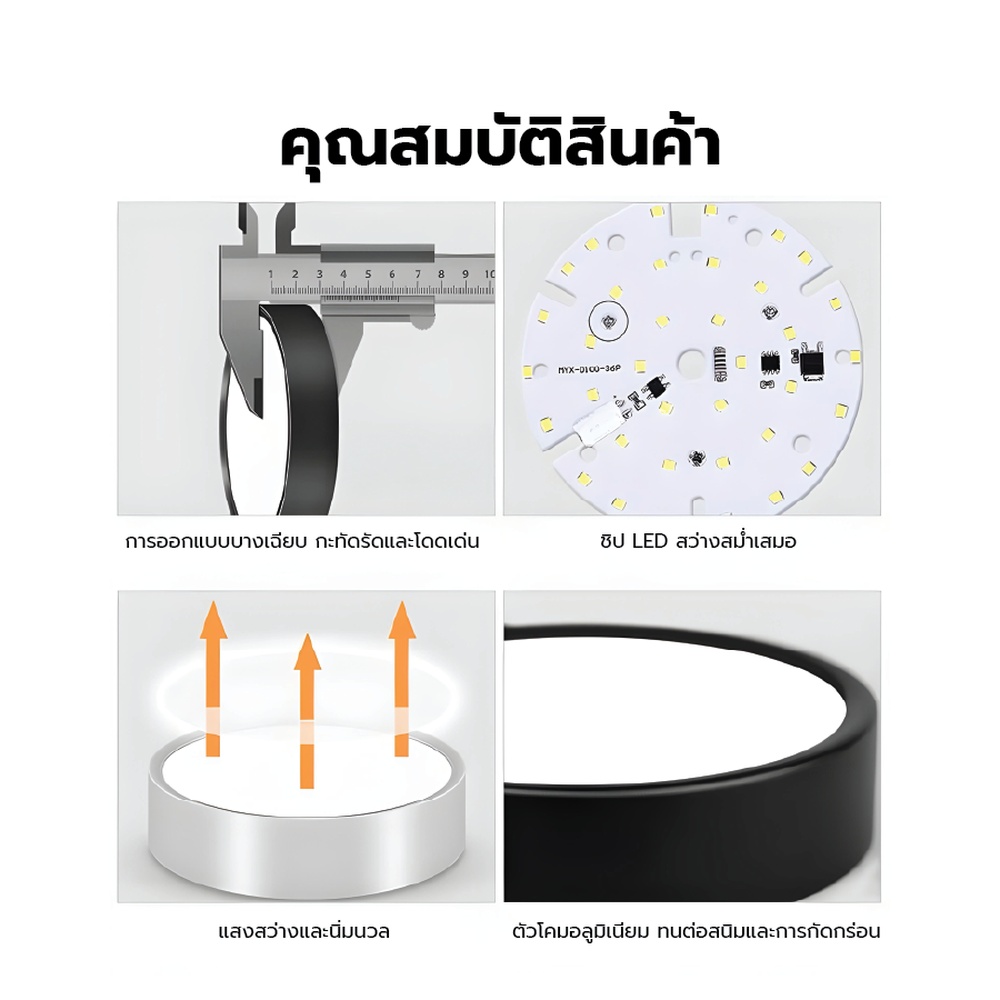 EILON ดาวน์ไลท์ LED แบบลอยหน้ากลม 8 นิ้ว 18W รุ่นTP-CDW-SB-18DL แสงเดย์ไลท์ สีดำ