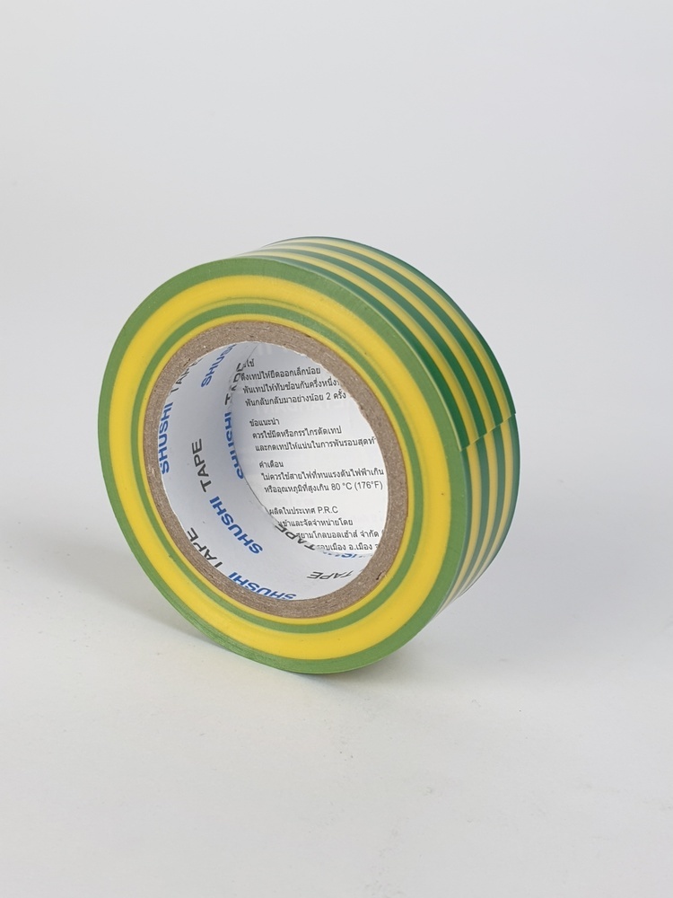 SHUSHIเทปพันสายไฟทั่วไป (รุ่นประหยัด) ¾”0.13mm ยาว 10m รุ่น 2130Z-109 yellow/green