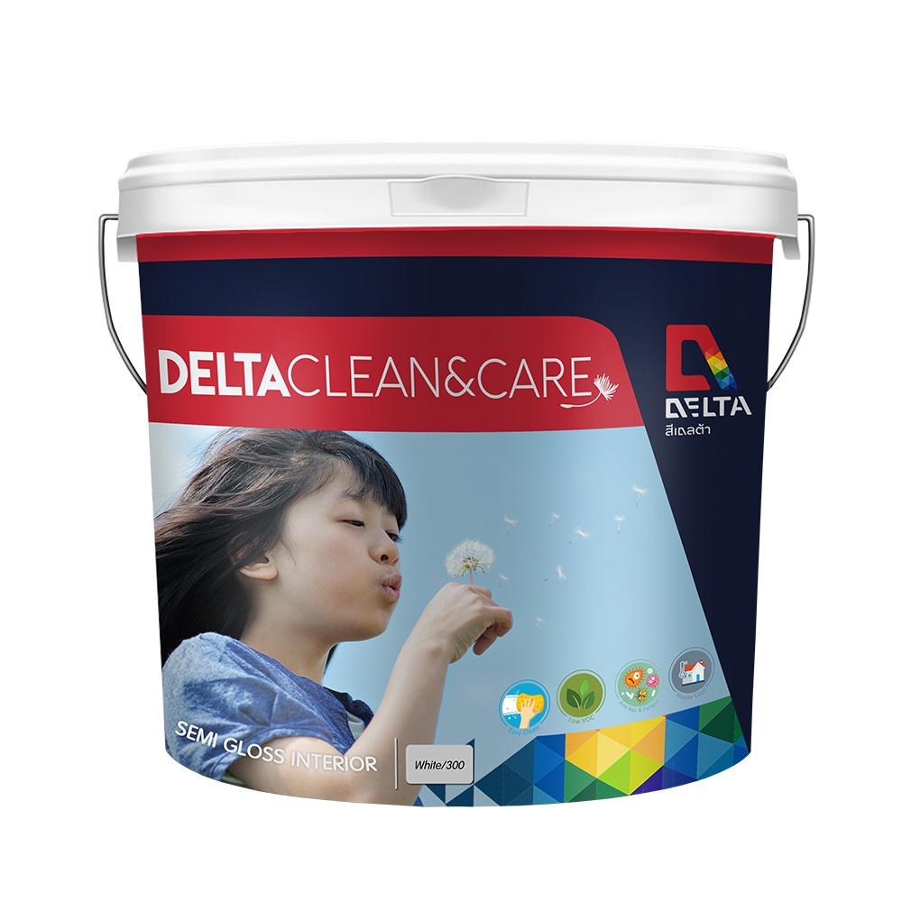 Delta สีน้ำอะครีลิค เดลต้า คลีน&แคร์ ทาภายใน กึ่งเงา เบส B 3.6 ลิตร