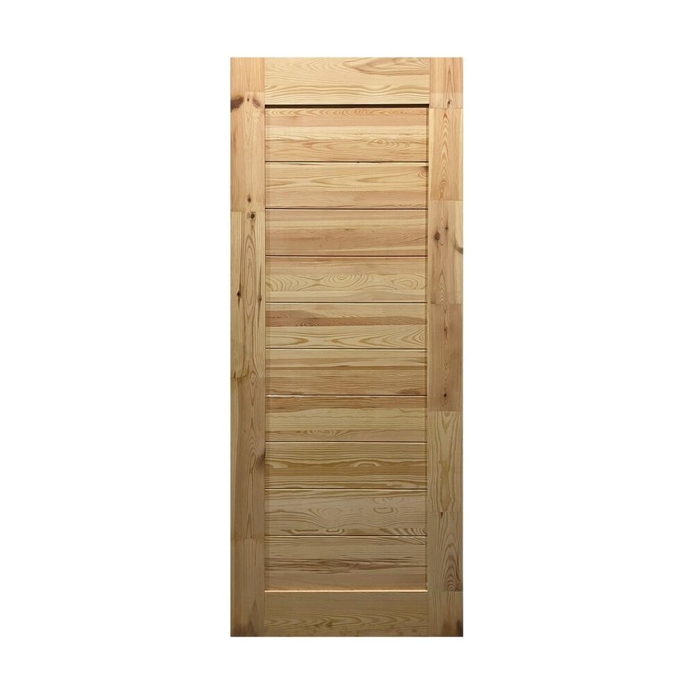 GREATWOOD ประตูไม้สนบานทึบเซาะร่อง รุ่น BJ 80x200 ซม. สีไม้ธรรมชาติ
