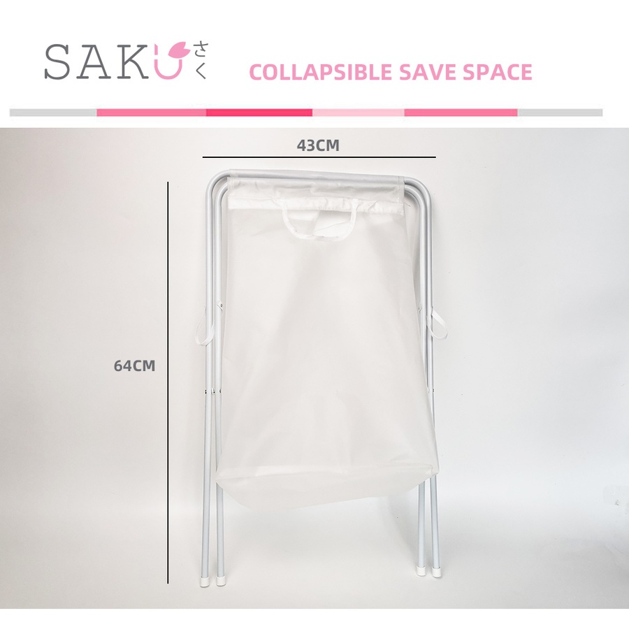 SAKU ถุงใส่ผ้าซักมีโครง รุ่น B210 ขนาด 41x43x64 ซม. สีขาว