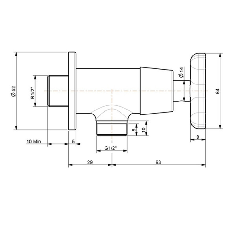 American Standard ก๊อกน้ำเย็นยืนอาบทองเหลืองแบบติดผนัง รุ่น วินสตัน FFAST704-7T1500BT0