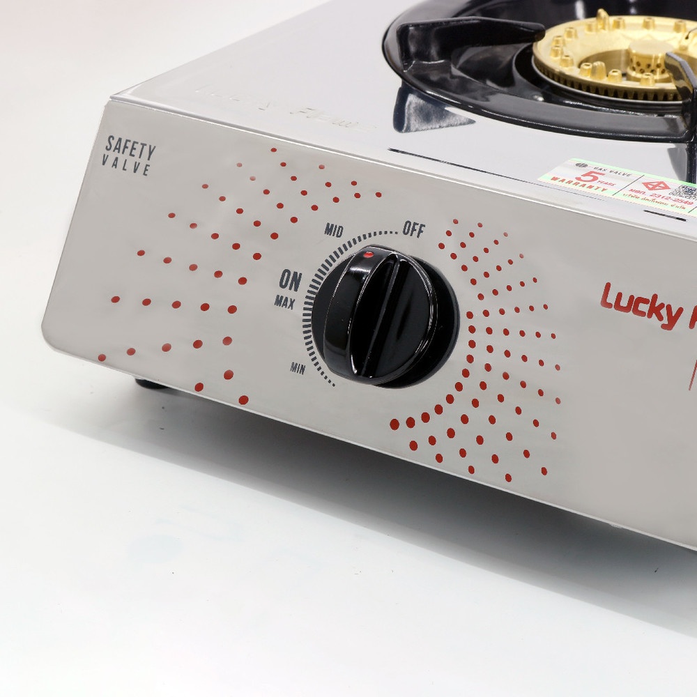 LUCKY FRAME เตาแก๊สหน้าสเตนเลส 1 หัวเตาทองเหลือง AT-141 สีขาว