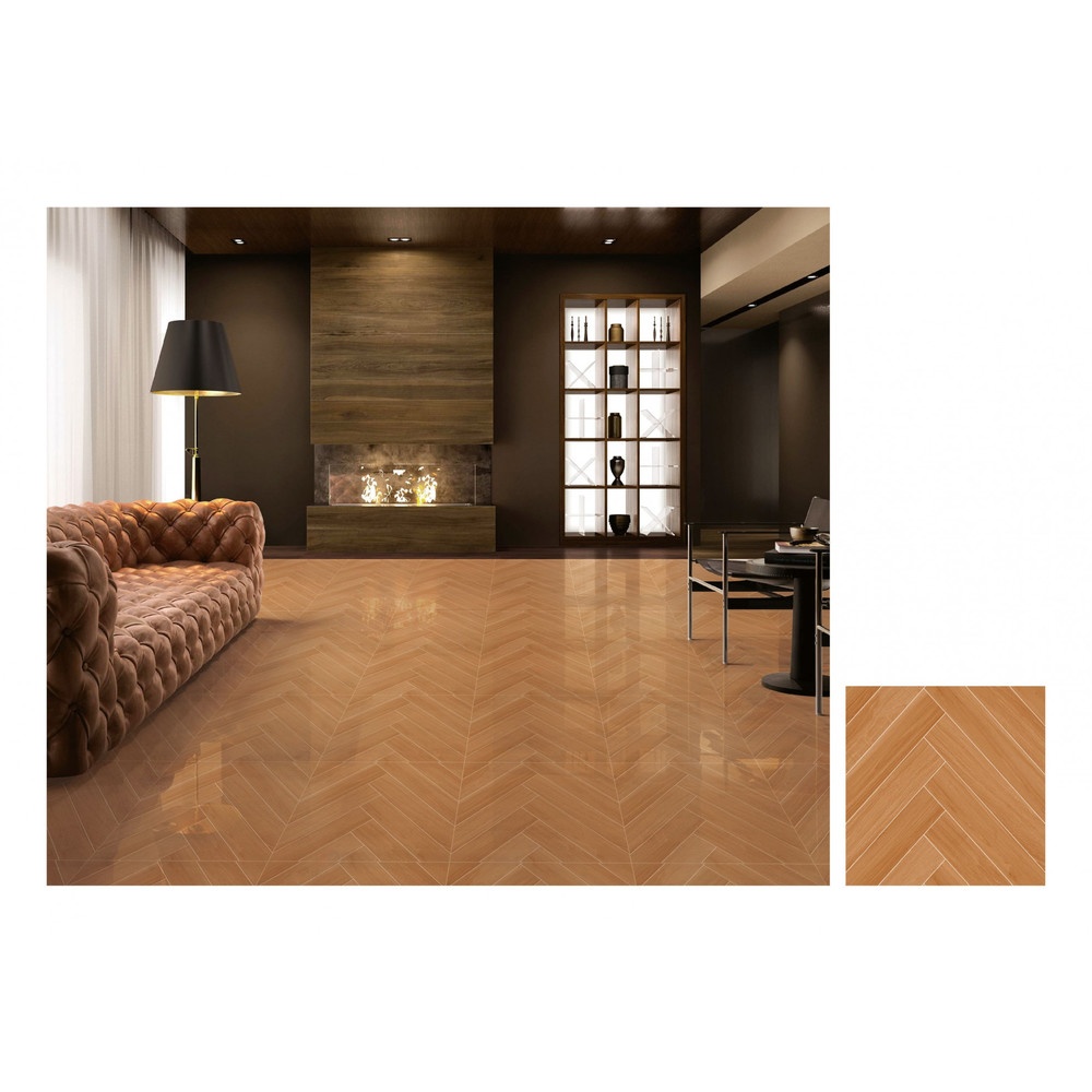 Marbella กระเบื้องพอร์ซเลน 60x60 ซม. รุ่น แฮริ่งโบน วูด น้ำตาล TSJCM304274-2306-A Gloss (4P)