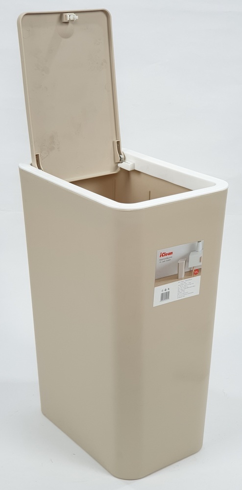 ถังขยะทรงเหลี่ยมฝากด รุ่น ZXHL004-KK ขนาด 12L สีกากี
