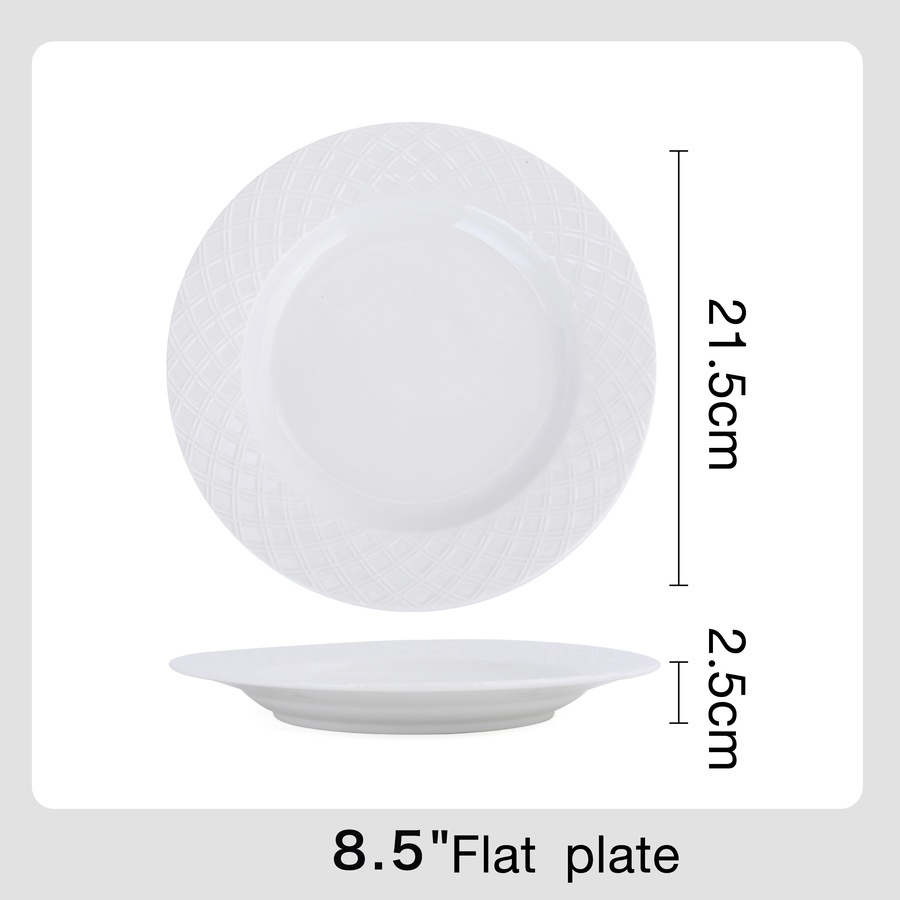 ADAMAS จานเซรามิค 8.5 นิ้ว FIONA-WH02 สีขาว