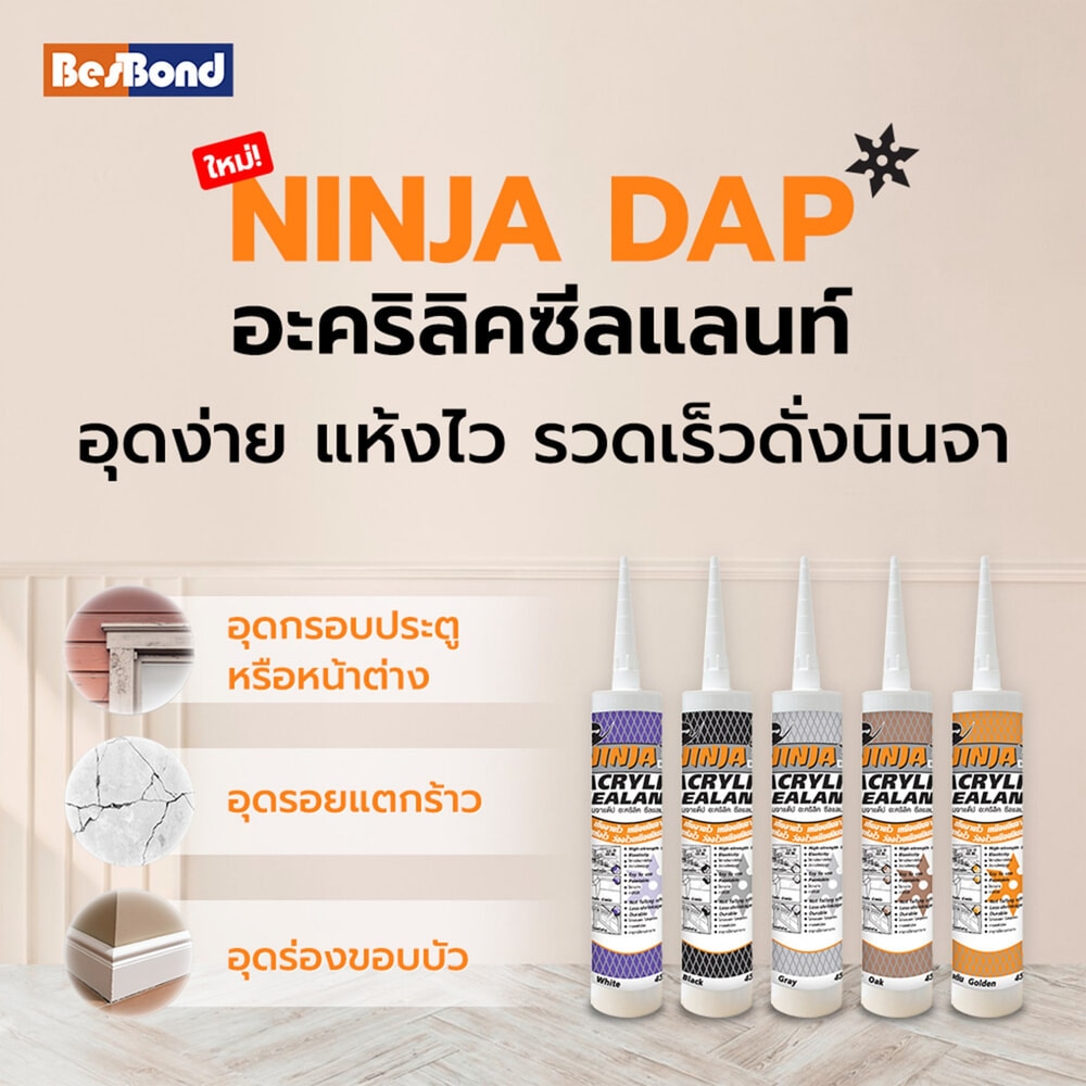 BESBOND นินจาแด๊ป อะคริลิค ซีลแลนท์ 450 กรัม สีดำ