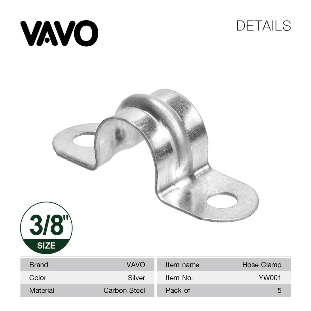 VAVO แคล้มรัดท่อเหล็กขาคู่ ขนาด 3/8" (แพ็ค 5 ตัว)