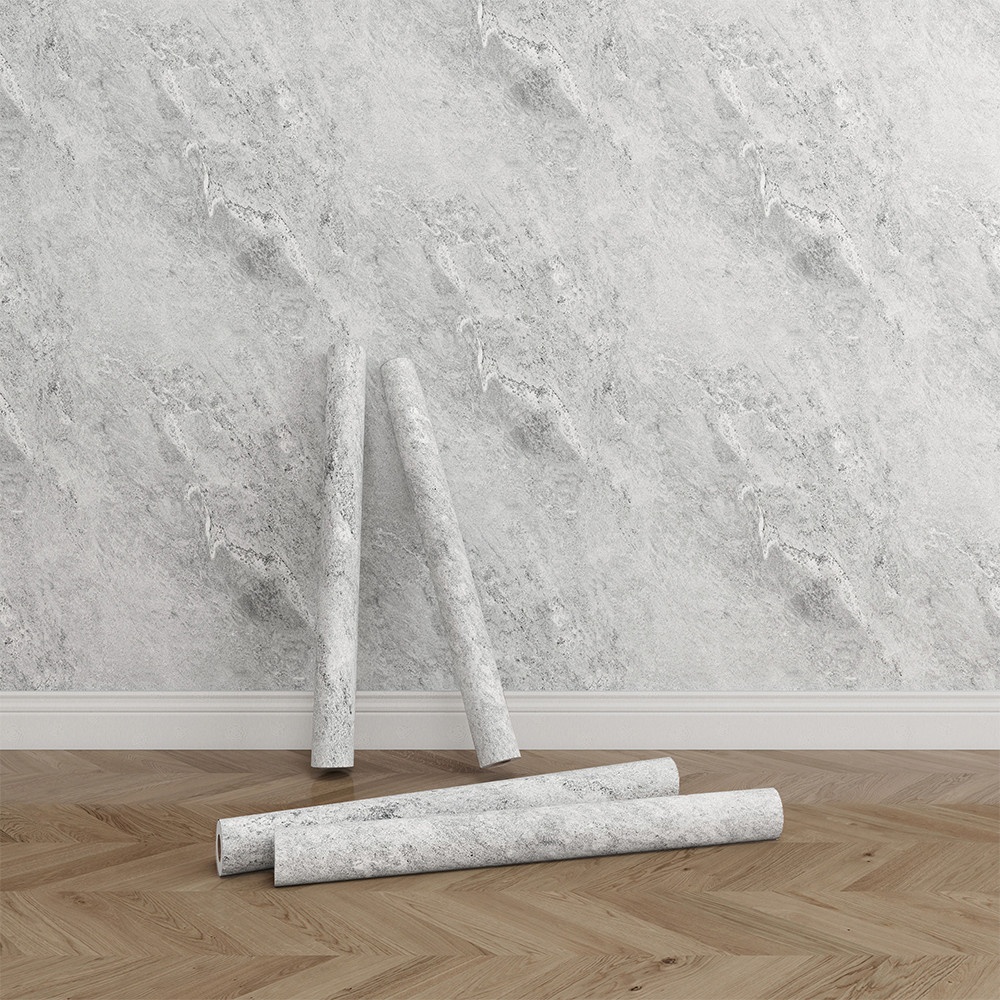 TAPIO วอลเปเปอร์แบบมีกาว ลายหินอ่อน รุ่น Marble-02 ขนาด 45x1000 ซม. สีเทาอ่อน