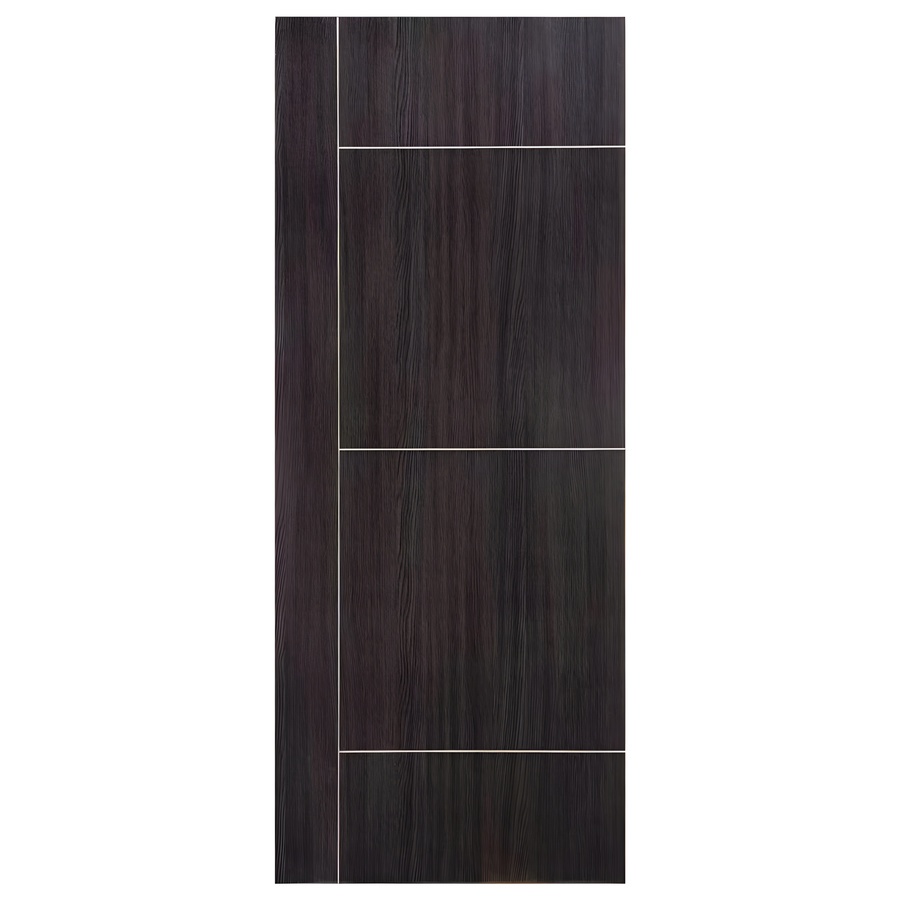 Holztur ประตู WPC รุ่น WB01 (สำหรับใช้ภายใน) แผ่นเรียบเซาะร่อง ขนาด 80x200 ซม. สีวอลนัท (ไม่เจาะลูกบิด)