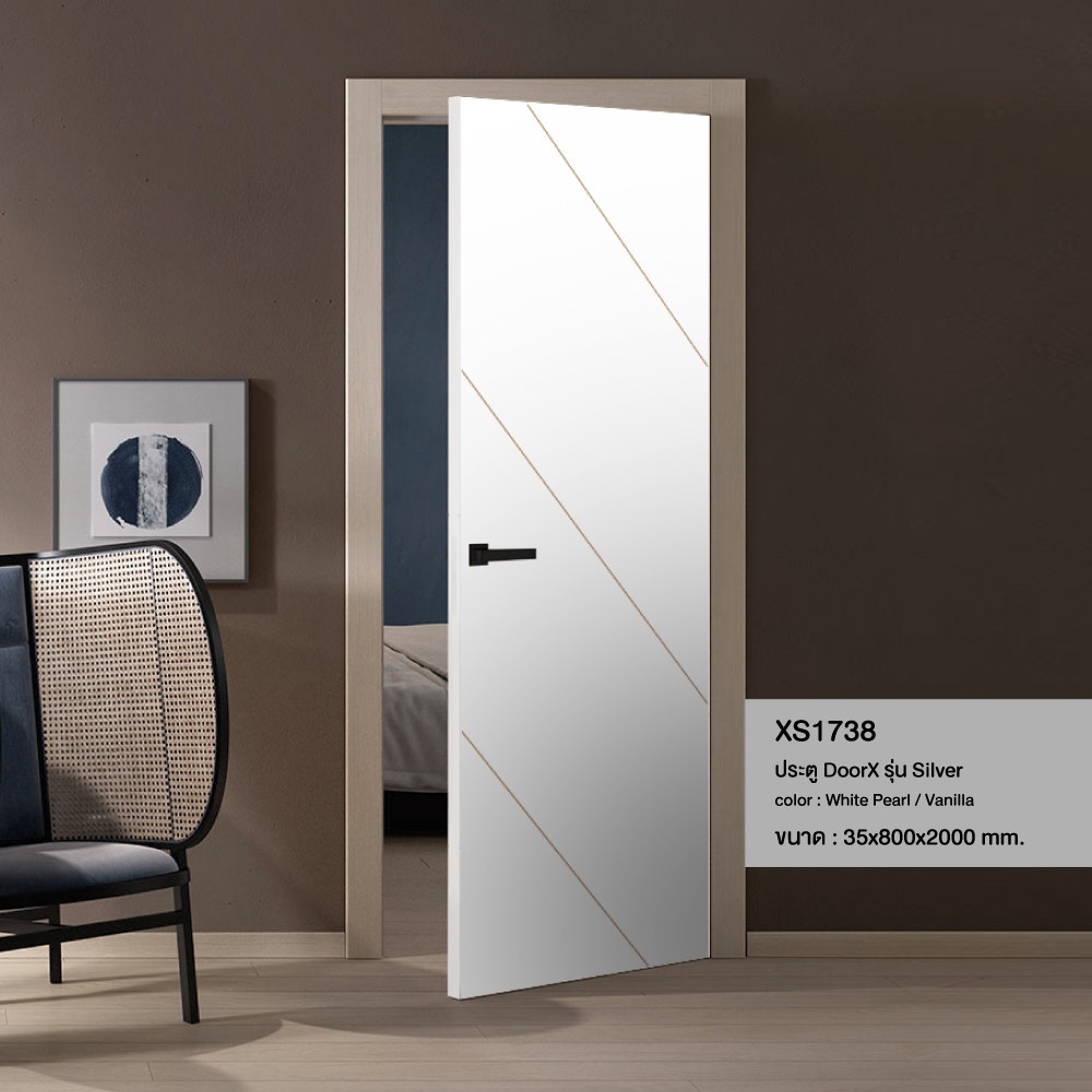 LEOWOOD ประตู DoorX Silver ลาย 1 - Pearl White 3.5x80X200 ซม.
