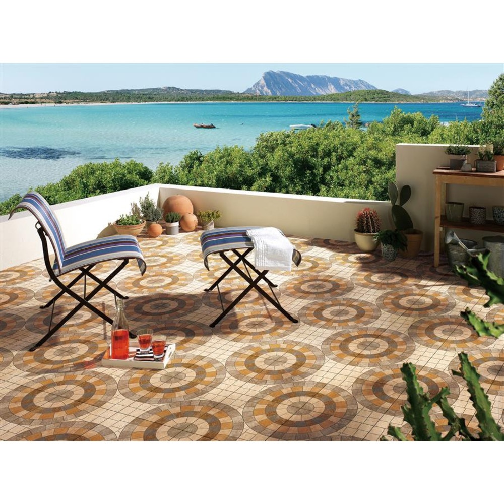 Marbella กระเบื้องเซรามิคปูพื้น 40X40 ซม. รุ่น ไซเคิล บล็อก บราว S407 Matt (12P)