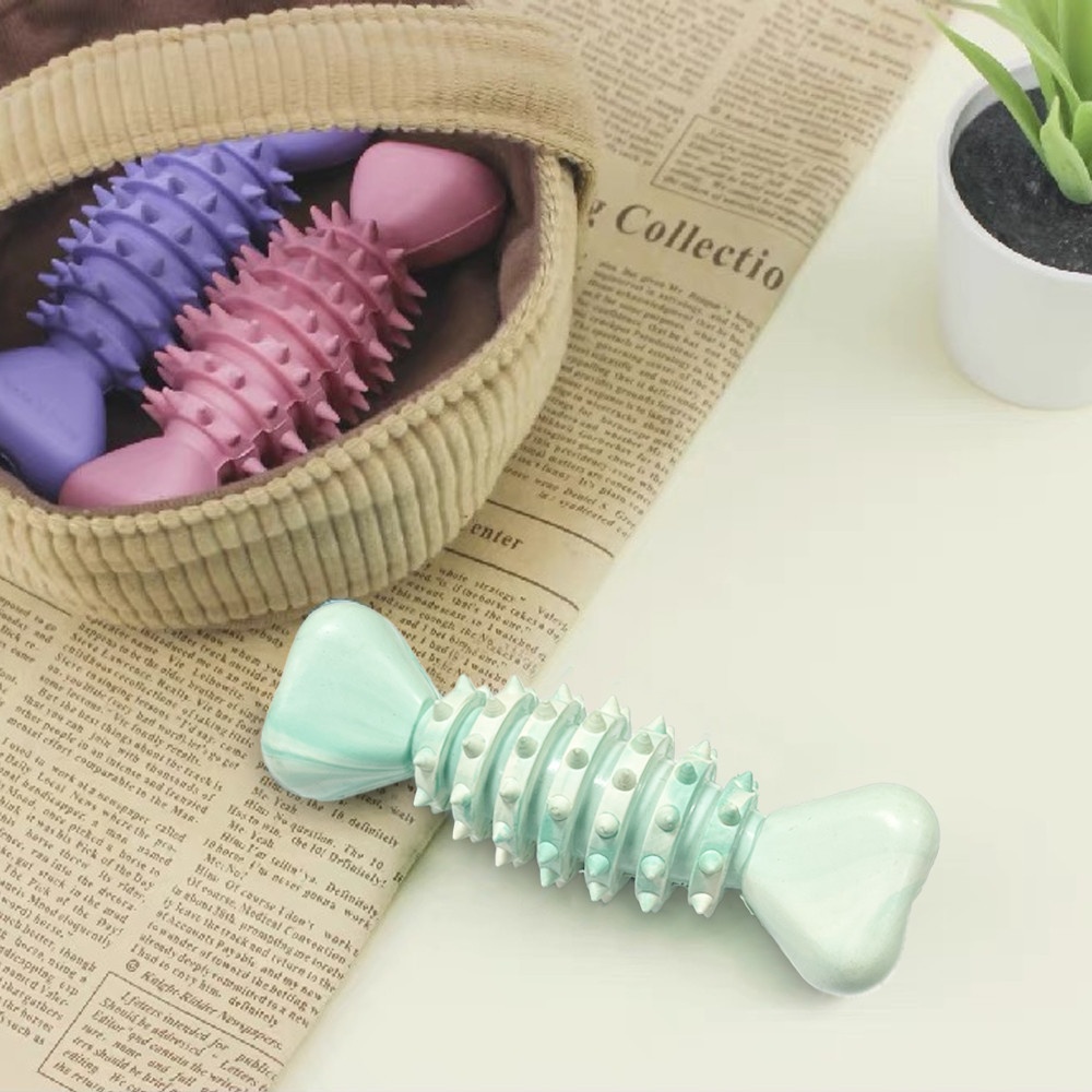 DUDUPETS ของเล่นสัตว์เลี้ยงกระดูกแบบยาง รุ่น STICKY ขนาด 4x12x5 ซม. สีฟ้า