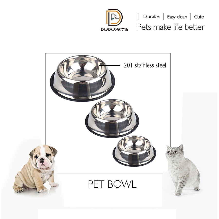 DUDUPETS ชามอาหารสัตว์เลี้ยงสเตนเลส 16x21.5x5ซม. รุ่น COCHO-09