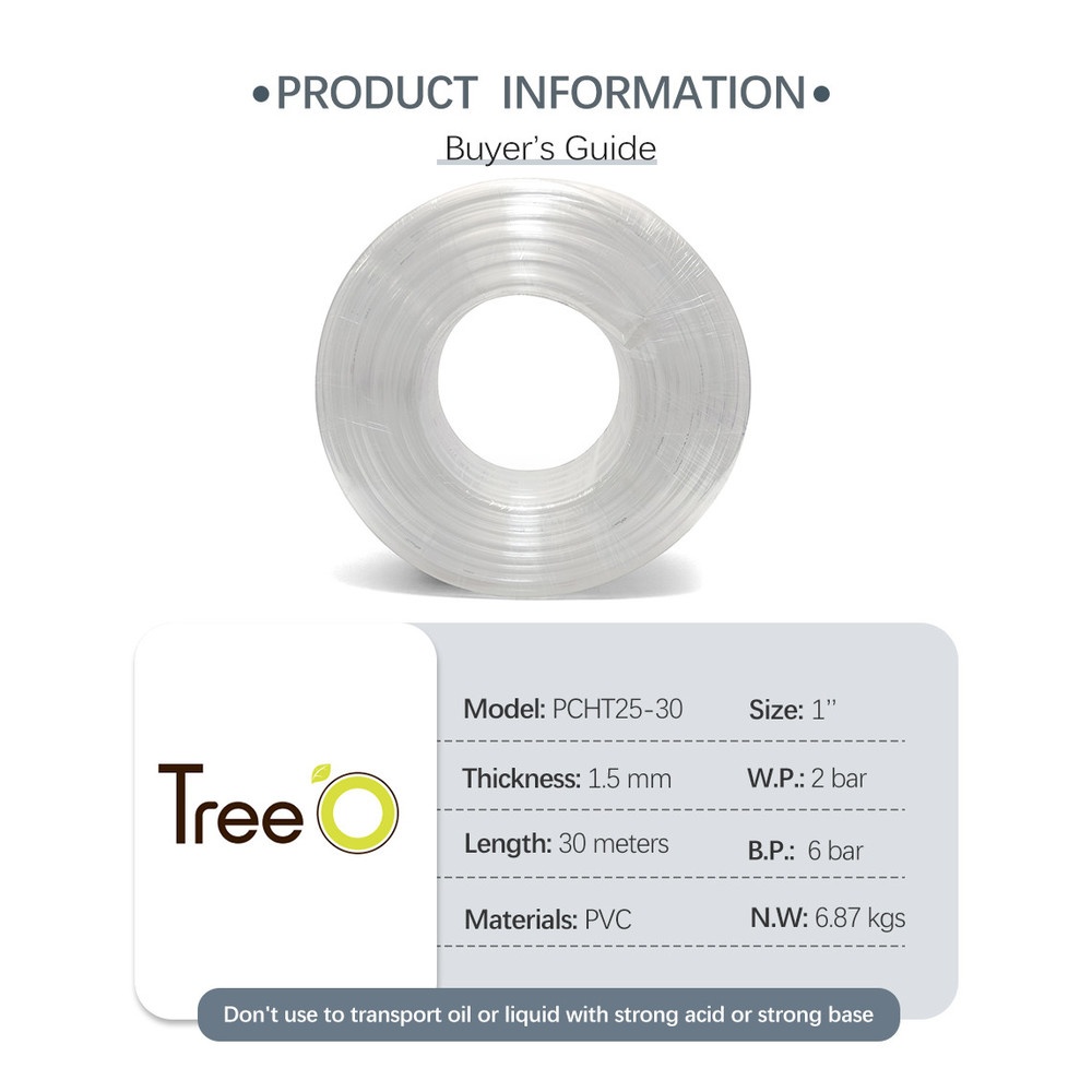 Tree’O สายยาง พีวีซี รุ่นPCHT25-30 ขนาด 1” x30M สีใส
