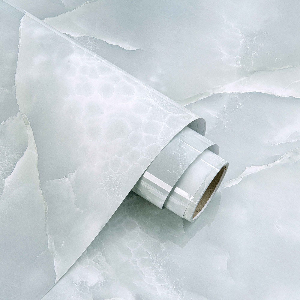TAPIO วอลเปเปอร์แบบมีกาว ลายหินอ่อน รุ่น Marble-03 ขนาด 45x1000 ซม. สีเทาฟ้า