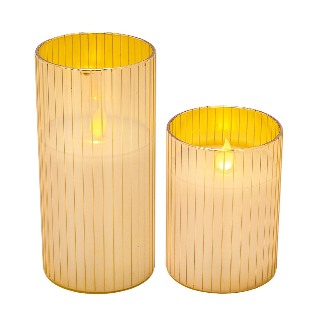 COZY เทียน LED 2ชิ้น/กล่อง รุ่น LILIN ขนาด 7.5x7.5x10ซม. / 7.5x7.5x15ซม. สีทอง