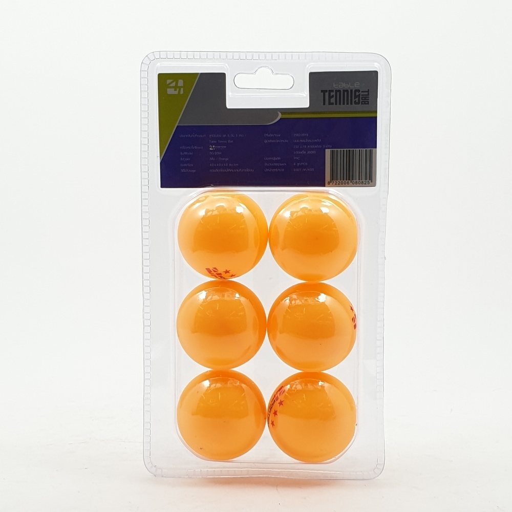 4TEM ลูกปิงปอง 3 ดาว รุ่น SG-9284 เส้นผ่าศูนย์กลาง 4 ซม. (6 ลูก/แพ็ค) สีส้ม