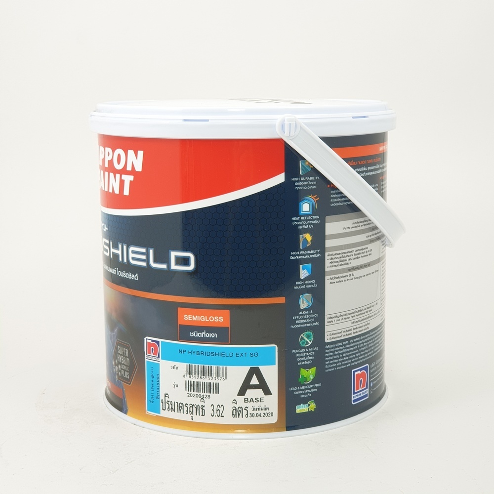 NIPPON PAINT สีน้ำภายนอก HYBRIDSHIELD กึ่งเงา ขนาด 1 แกลลอน เบส A