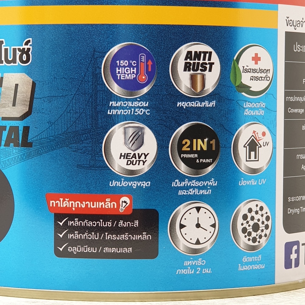 TURBO สีรองพื้นกันสนิมเหล็กกัลวาไนซ์เทอร์โบ 1 กล. สีดำ