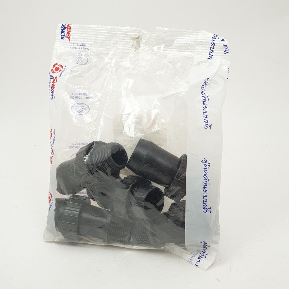 Super Products DNT 48 ข้อต่อเทปน้ำพุ่งเกลียวนอก 3/4 นิ้ว พร้อมฝาล็อคเทป (5 ตัว/แพ็ค)