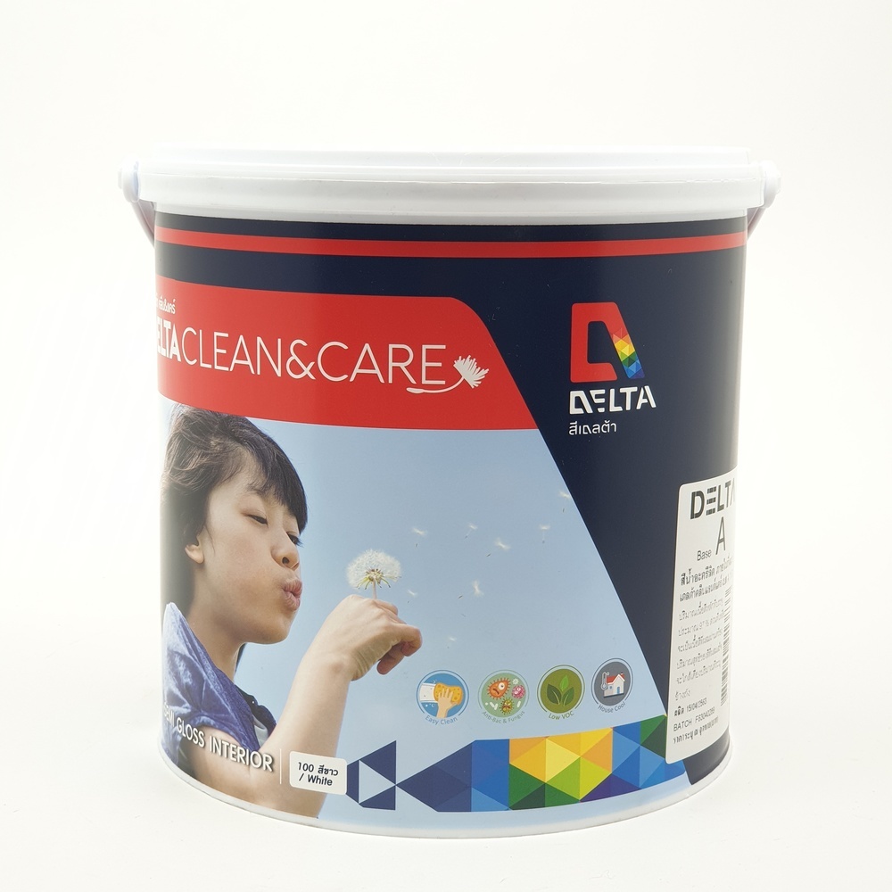 Delta สีน้ำอะครีลิค เดลต้า คลีน&แคร์ ทาภายใน กึ่งเงา เบส A 3.6 ลิตร
