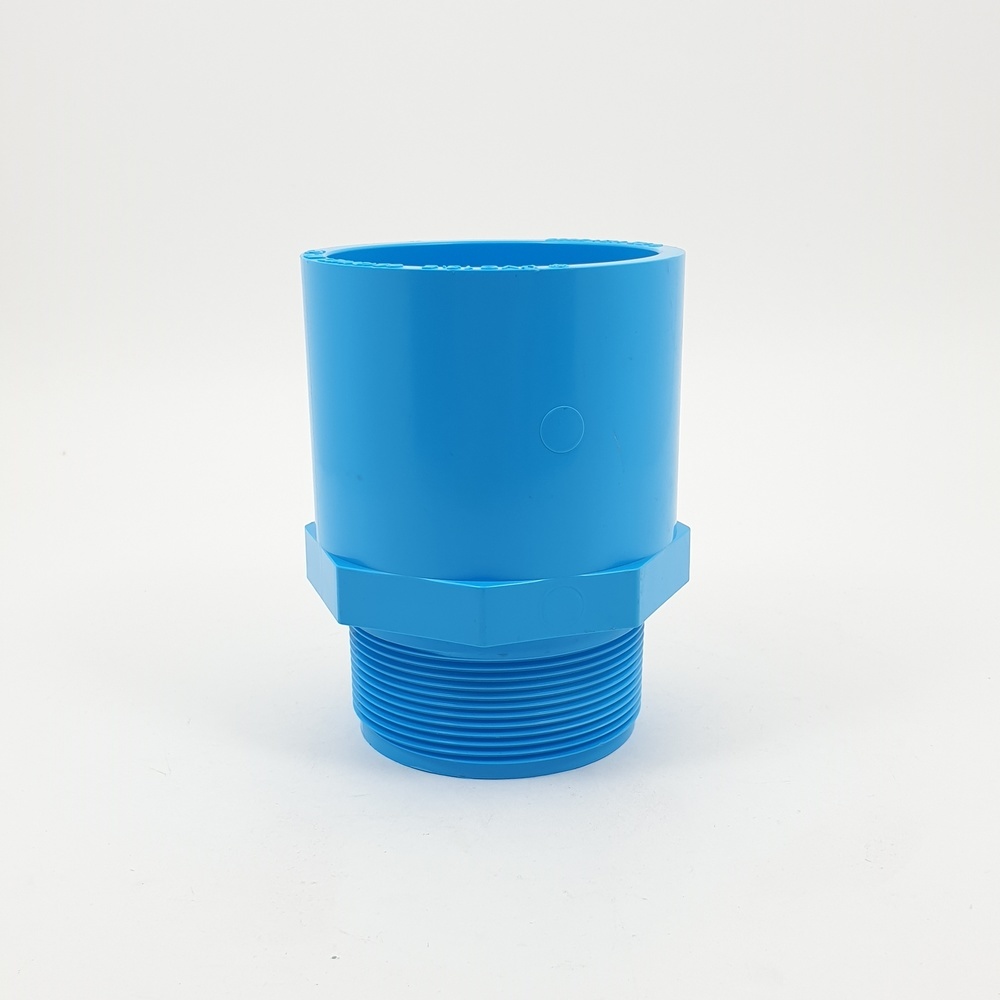 SCG ข้อต่อตรงเกลียวนอก หนา 2 1/2"(65) ชั้น 13.5 สีฟ้า