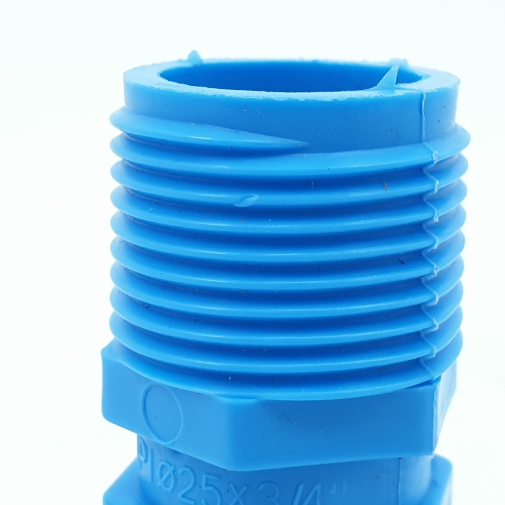 SCG หัวกันไหล เกลียวนอก PVC หนา 1"x3/4" (25x3/4") สีฟ้า