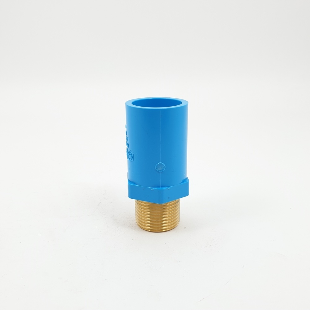 SCG ข้อต่อตรงเกลียวนอกทองเหลือง หนา 3/4"(20) ชั้น 13.5 สีฟ้า