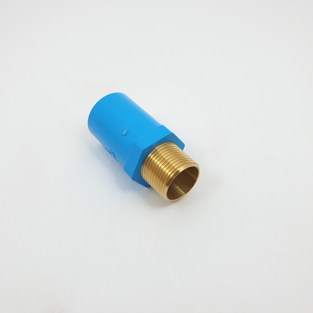 SCG ข้อต่อตรงเกลียวนอกทองเหลือง หนา 3/4"(20) ชั้น 13.5 สีฟ้า