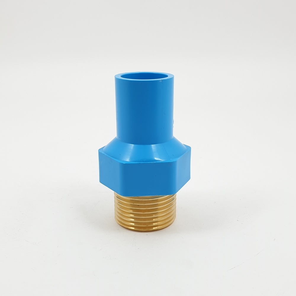 SCG ข้อต่อตรงลดเกลียวนอกทองเหลือง หนา 1"x1/2"(25x18) ชั้น 13.5 สีฟ้า