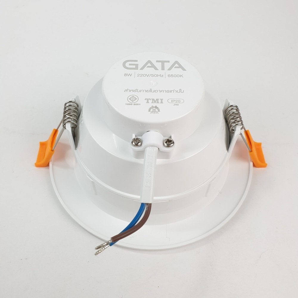 GATA โคมดาวไลท์ LED แบบฝังฝ้าหน้ากลม ขอบขาว 4นิ้ว 8W แสงเดย์ไลท์