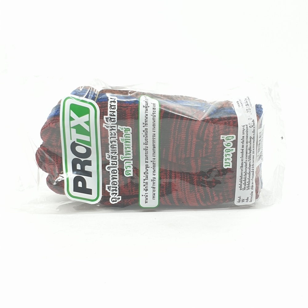 PROTX ถุงมือทอใยสังเคราะห์ 300 กรัม/โหล (แพ็ค 6 คู่) สีคละลาย