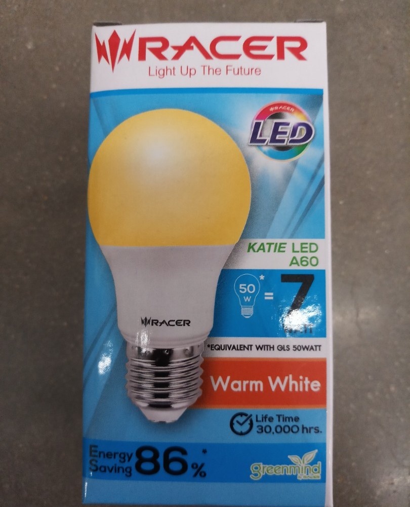 RACER หลอดไฟ LED Bulb E27 7W รุ่น KATIE แสงวอร์มไลท์