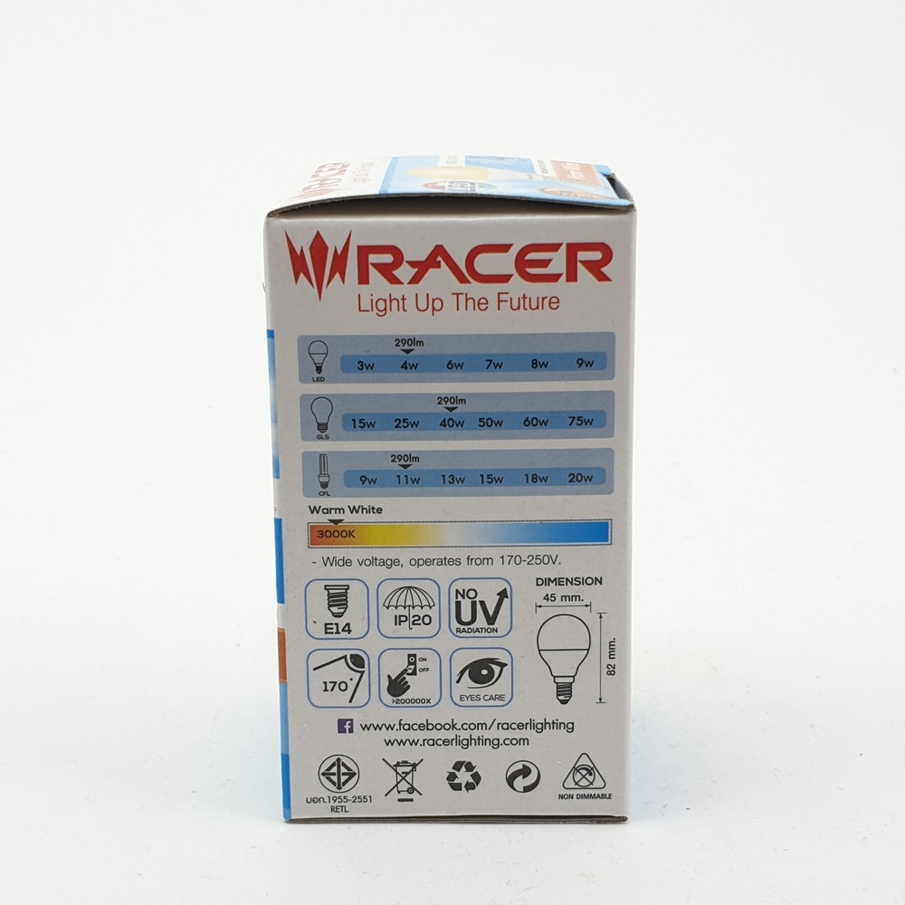 RACER หลอดไฟ LED E14 4W รุ่น KATIE LED G45 แสงวอร์มไลท์