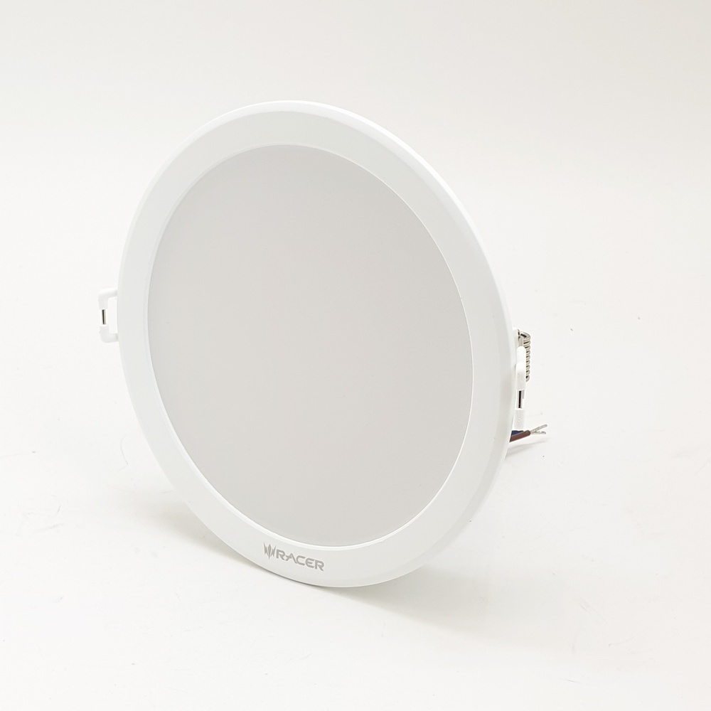 RACER โคมดาวน์ไลท์ LED แบบฝังฝ้าหน้ากลม 5นิ้ว 12W รุ่น EVO TECH แสงวอร์มไวท์