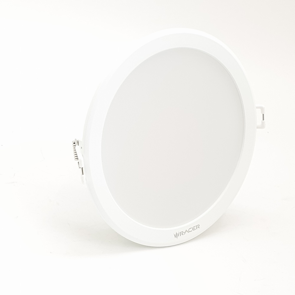 RACER โคมดาวน์ไลท์ LED แบบฝังฝ้าหน้ากลม 5นิ้ว 12W รุ่น EVO TECH แสงวอร์มไวท์