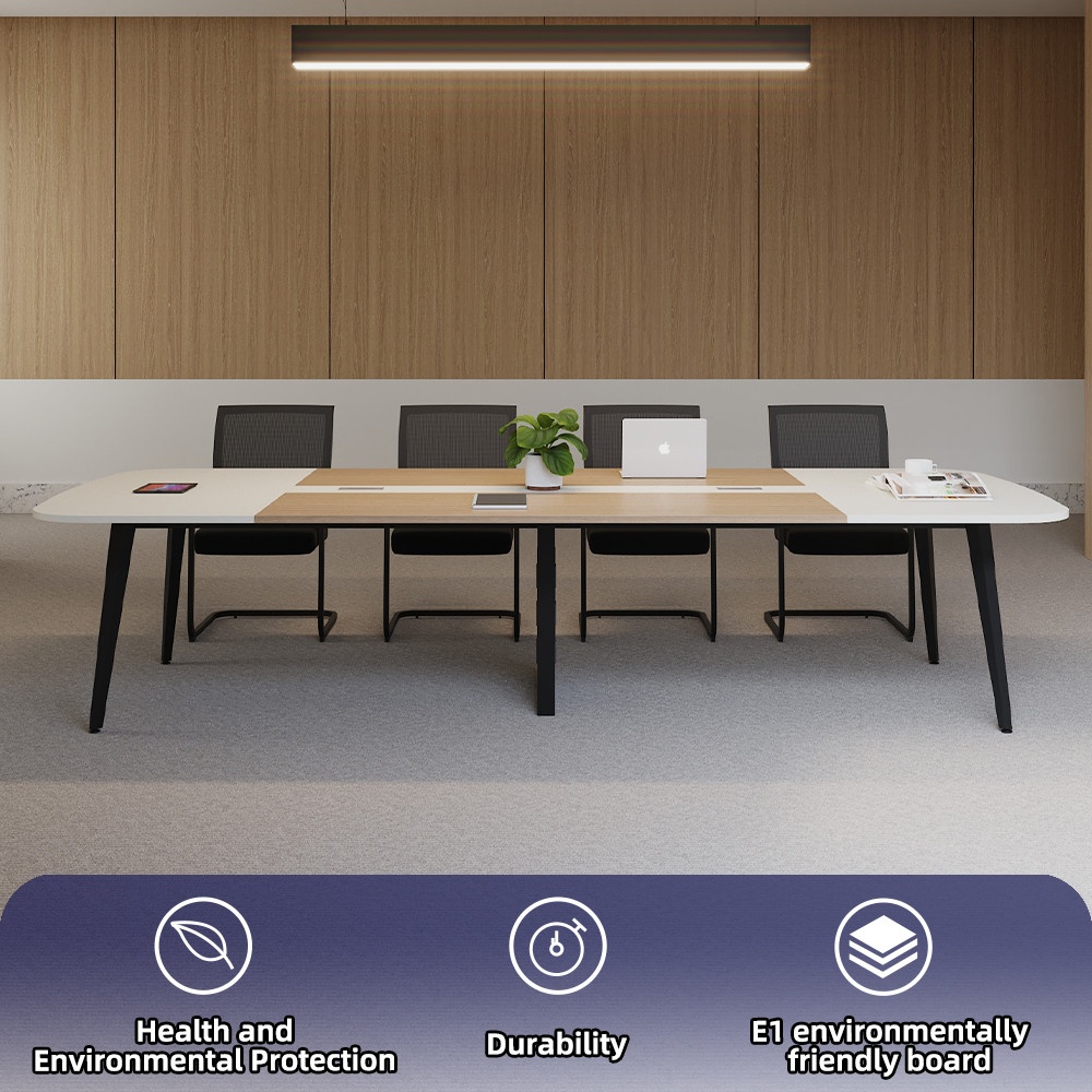 (1/4)SMITH โต๊ะประชุม รุ่น Monic-03 ขนาด 140x350x75 ซม. สีขาว