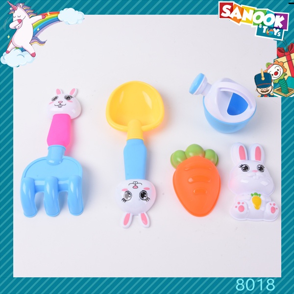 TOYS ของเล่นชุดรถบรรทุกทรายกระต่ายพร้อมอุปกรณ์ 6ชิ้น#8018 ขนาด 26x17x24 ซม.