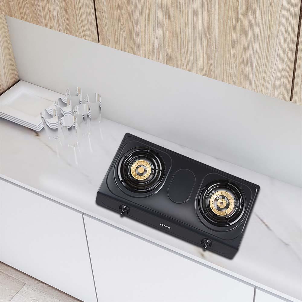 AXIA เตาแก๊สตั้งโต๊ะ 2 หัวเตา รุ่น QUARTZ ขนาด 72.5x41x11 ซม. สีดำ