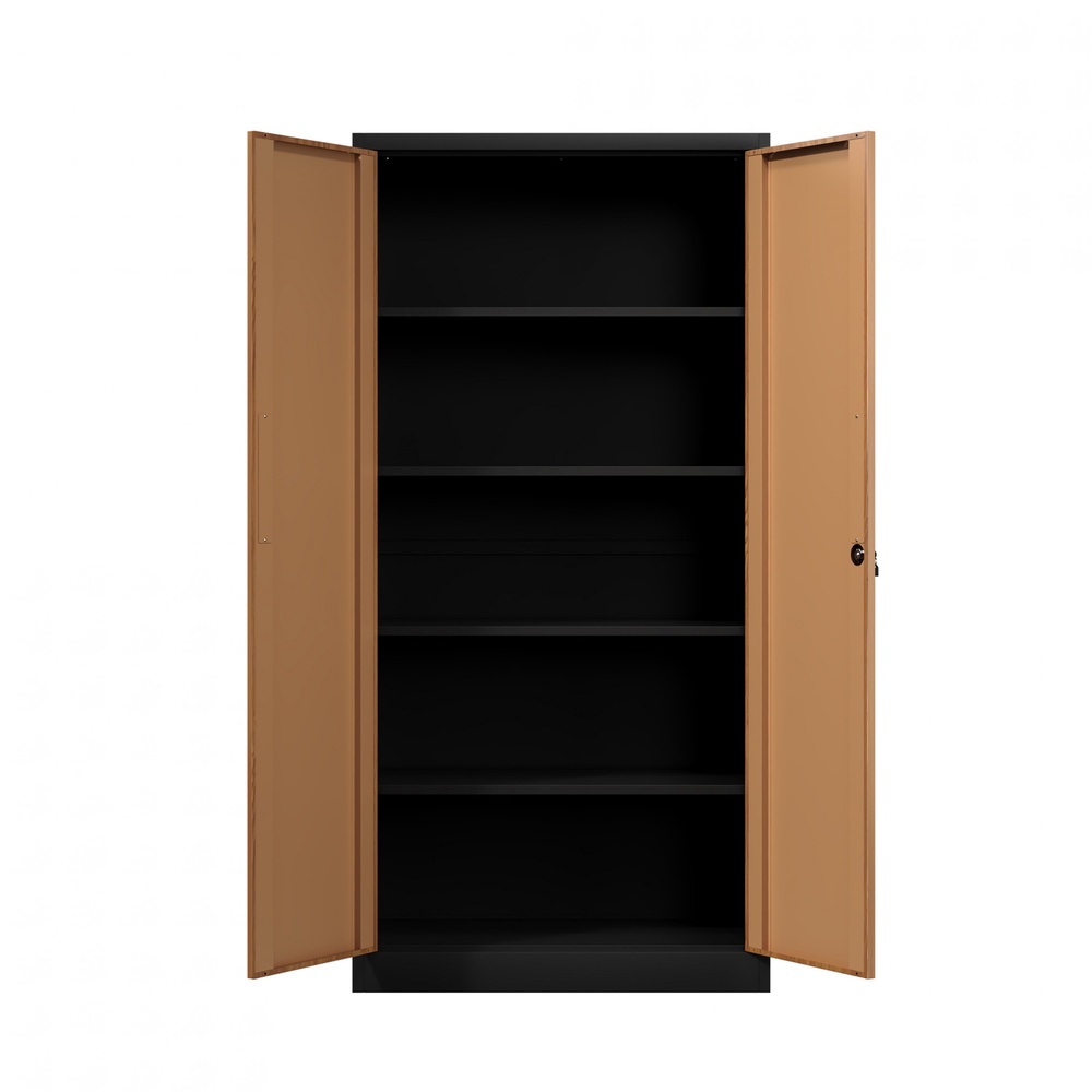 SMITH ตู้เหล็กเก็บเอกสาร บานทึบ รุ่น Archie-01ขนาด 40x90x185 ซม. สีไม้-ดำ