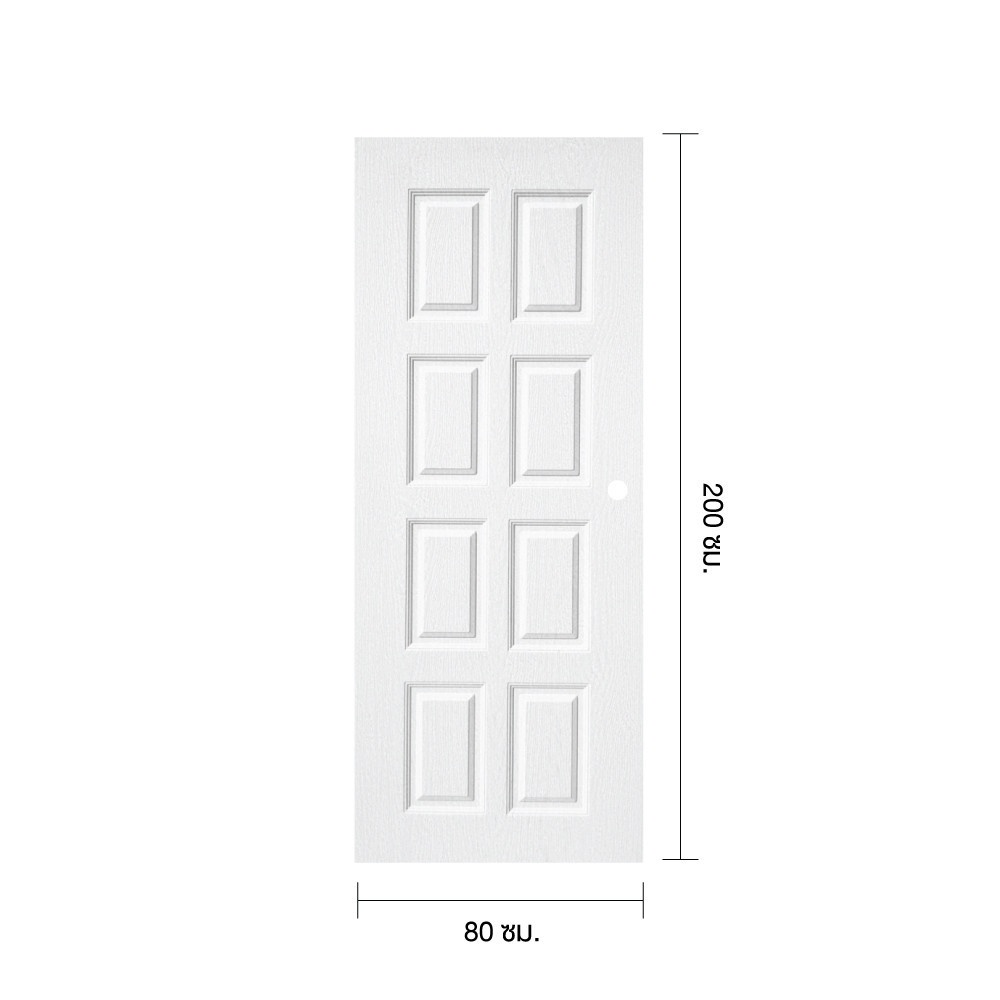 WELLINGTAN ประตู UPVC รุ่น WT003N (สำหรับใช้ภายนอก) ลูกฟัก ขนาด 80x200 ซม. สีขาว (เจาะลูกบิด)