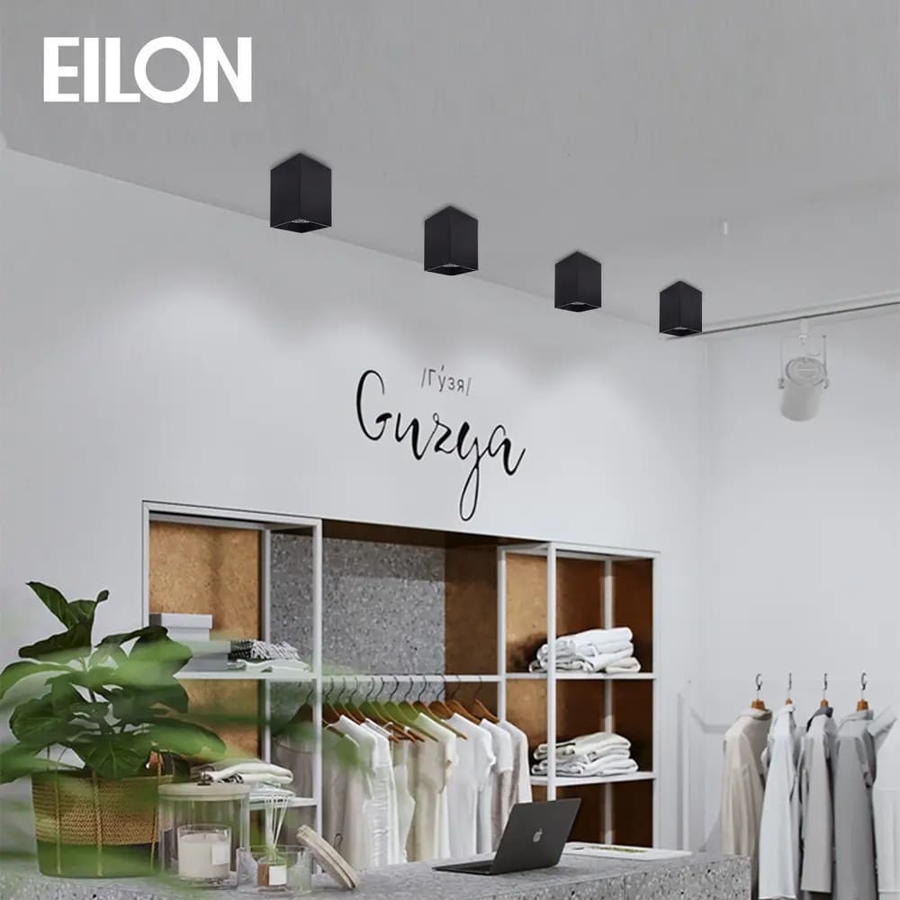EILON โคมดาวน์ไลท์แบบทาวเวอร์หน้าเหลี่ยม 4นิ้ว E27 รุ่น YD4006-BK สีดำ (โคมเปล่า)