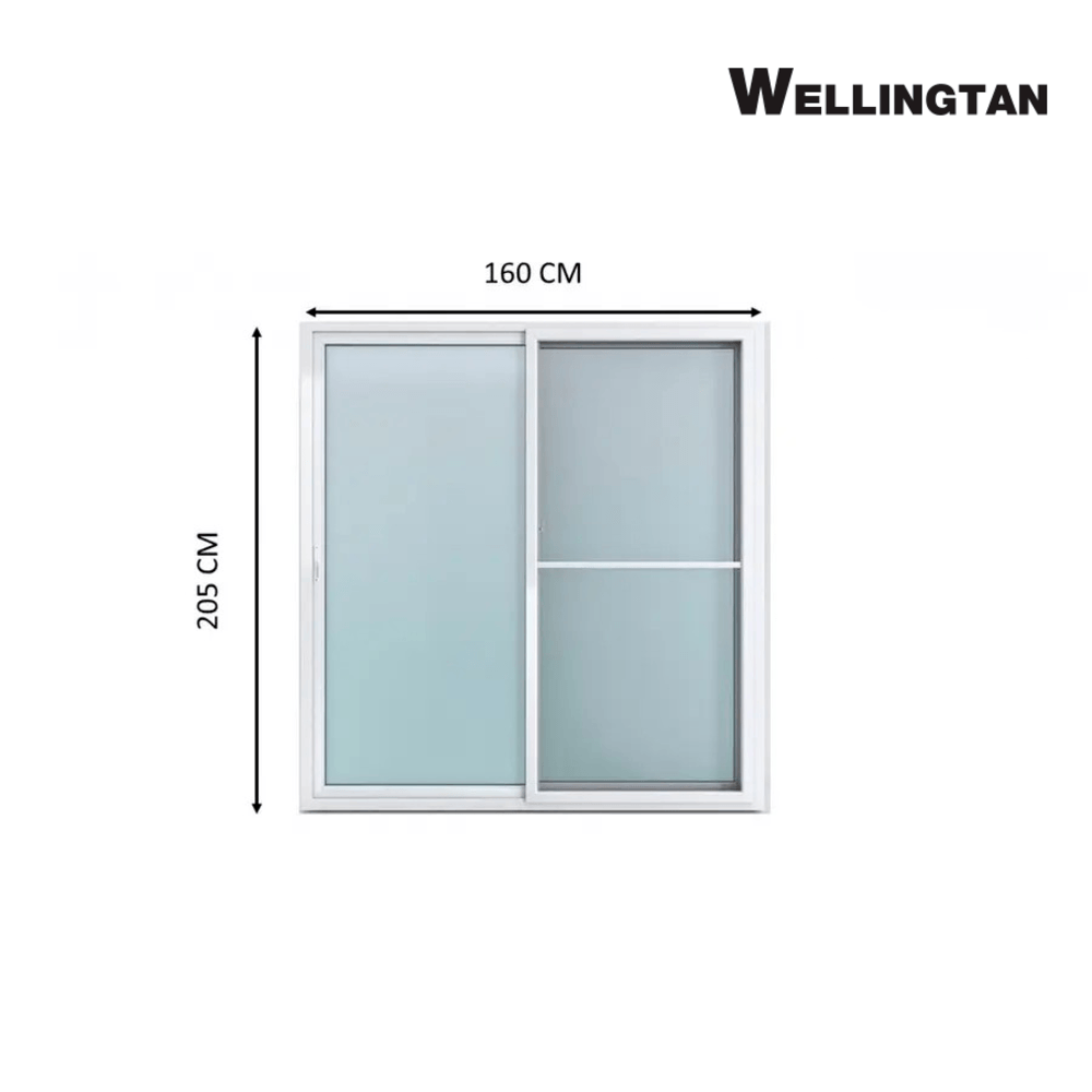 WELLINGTAN ประตูไวนิล บานเลื่อน SS 160x205ซม. สีขาว พร้อมมุ้ง