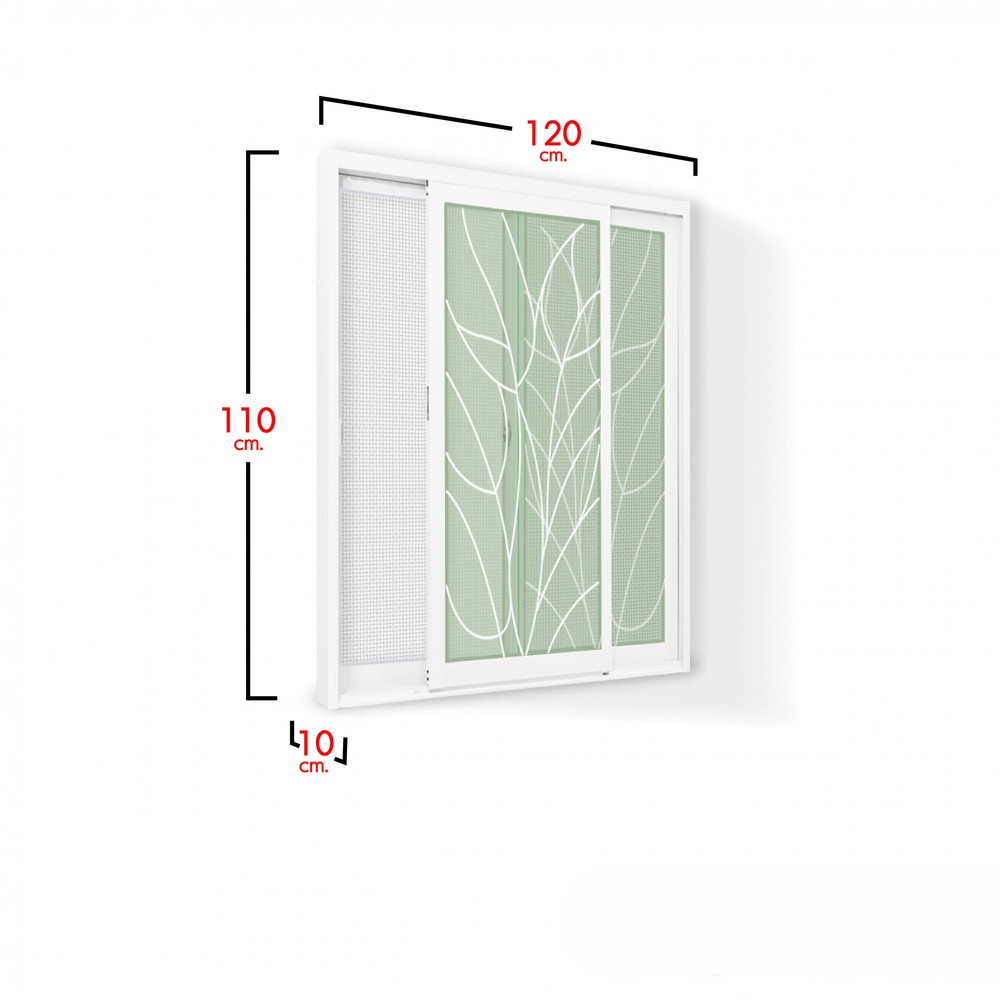 RAKANGTHONG หน้าต่างบานเลื่อนUPVC+เหล็กดัดลายใบตอง 120x110 cm.สีขาว